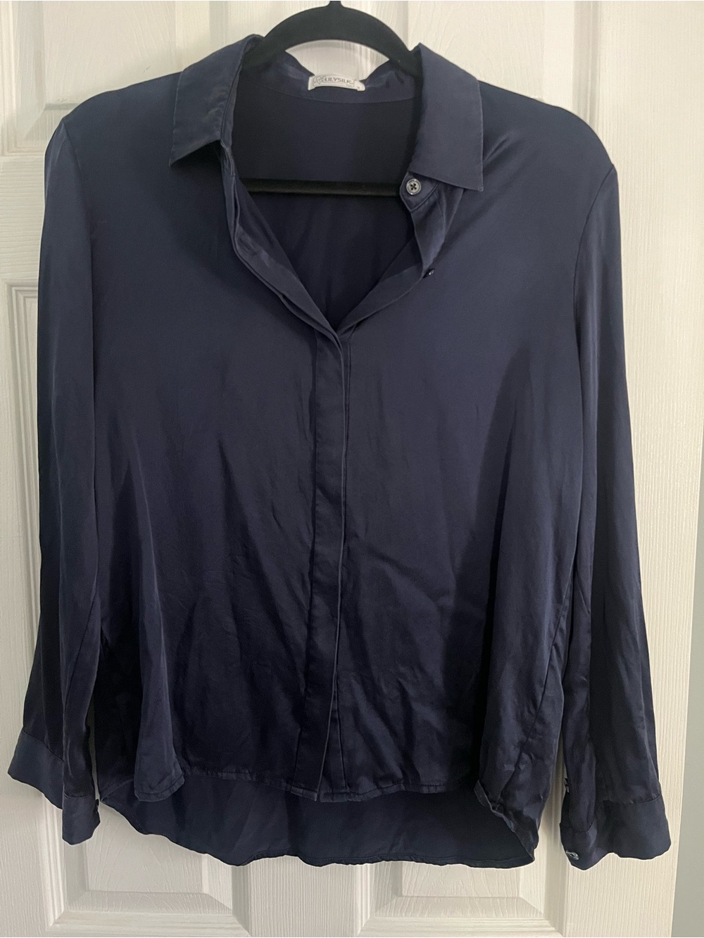 Lily Silk - navy silk button down